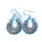 Σκουλαρίκια πράσινο ανοιχτό μακραμέ σε ορέιχαλκο